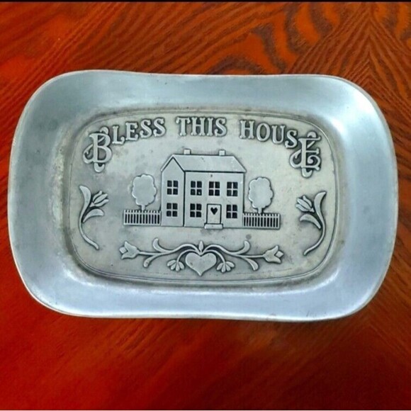 Wilton Armetale Bless This House Bread Tray Pewter Alloy 10 3/4" Long - Picture 1 of 3